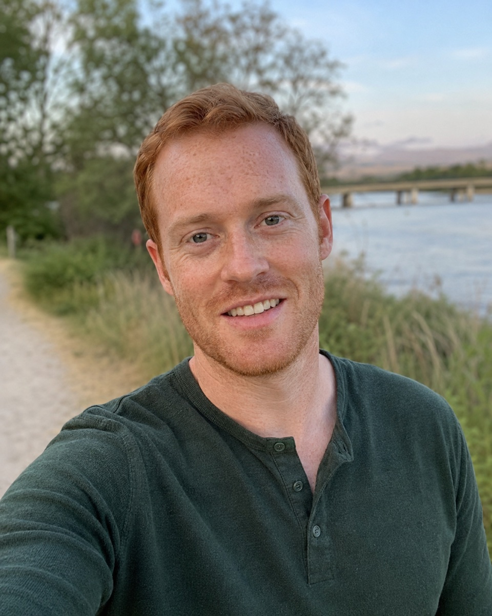 A smiling male Sift member outdoors